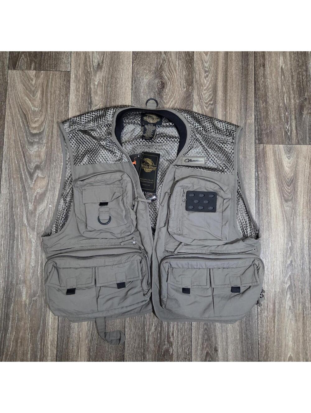 White River Fly Shop Classic Mesh Fishing Vest Jacket XL NWT Taupe